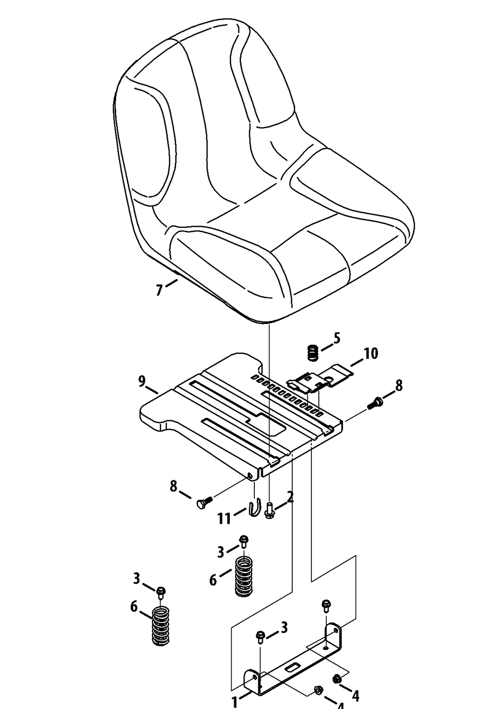 Seat Adjustment Diagram and Parts List for RZT-S42 (17AFCBDS010-17AFCBDS056-17WFCBDS010-17WFCBDS056)(2013) Cub Cadet Lawn Tractor